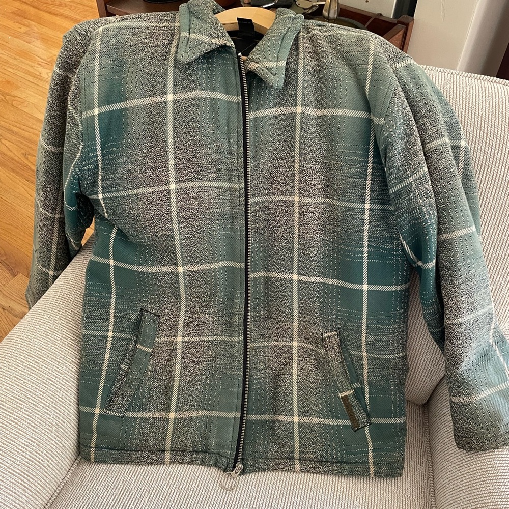 Plaid Zip-Up Jacket quicksilver large guc